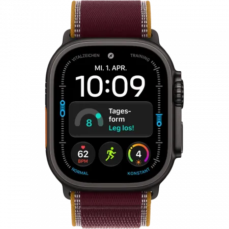 Apple Watch Ultra 4 GPS + LTE 49mm Black Titanium Case with Burgundy Trail Loop - M/L (MJC44)