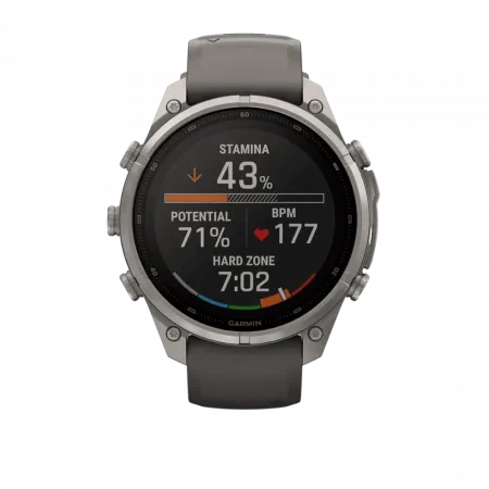 Смарт-годинник Garmin Fenix 9 Pro - inReach, Solar, 47мм Titanium з Pebble Grey темно-сірим силіконовим ремінцем
