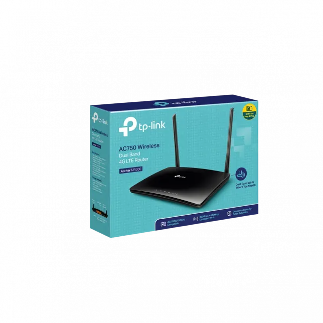 Маршрутизатор TP-LINK TL-MR200 AC750, 4G/LTE, 3xFE LAN, 1xFE WAN, MESH