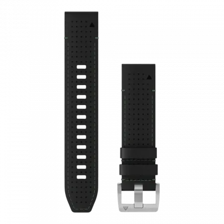 Ремінець QuickFit 22 мм, Black/Green чорний гібридний шкіряний/каучуковий