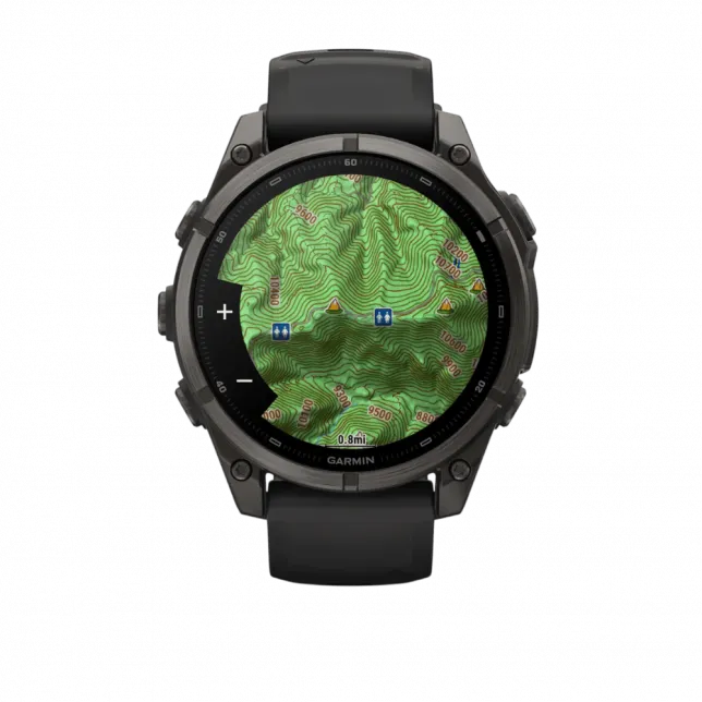 Смарт-годинник Garmin Fenix 9 47мм, Carbon Grey DLC Titanium з Black чорним силіконовим ремінцем