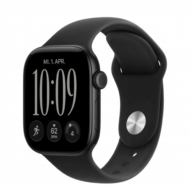 Apple Watch Series 12 GPS 42mm Black Aluminum Case with Black Sport Band S/M (MJEA4)