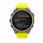 Смарт-годинник Garmin Fenix 8 47мм, Solar Sapphire, Titanium з Amp Yellow/Graphite жовтим силіконовим ремінцем