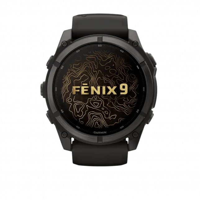 Смарт-годинник Garmin Fenix 9  51мм, Carbon Grey DLC Titanium з Black чорним силіконовим ремінцем