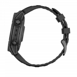 Смарт-годинник Garmin Fenix E 47мм, AMOLED Slate Gray Steel з чорним силіконовим ремінцем