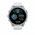 Смарт-годинник Garmin Fenix 8 43мм, AMOLED Silver з Whitestone білим силіконовим ремінцем