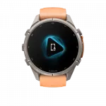 Смарт-годинник Garmin Fenix 9 Pro - inReach, 43мм Titanium з Shell Pink/Autumn Orange рожевим/помаранчевим силіконовим ремінцем