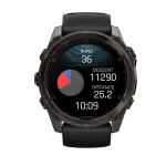 Смарт-годинник Garmin Fenix 8 51мм, AMOLED Sapphire, Carbon Grey DLC Titanium з Black/Pebble Grey чорним силіконовим ремінцем