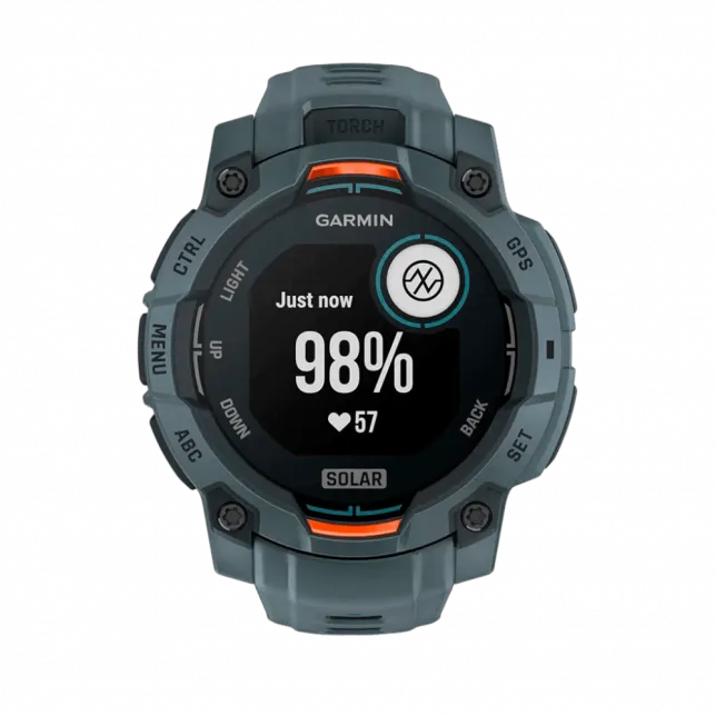 Смарт-годинник Garmin Instinct 3 45 мм, Solar Twilight сірий з Twilight сірим силіконовим ремінцем