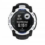 Смарт-годинник Garmin Instinct 3 50 мм, Solar Whitestone білий з Black/Bolt Blue чорним/синім силіконовим ремінцем