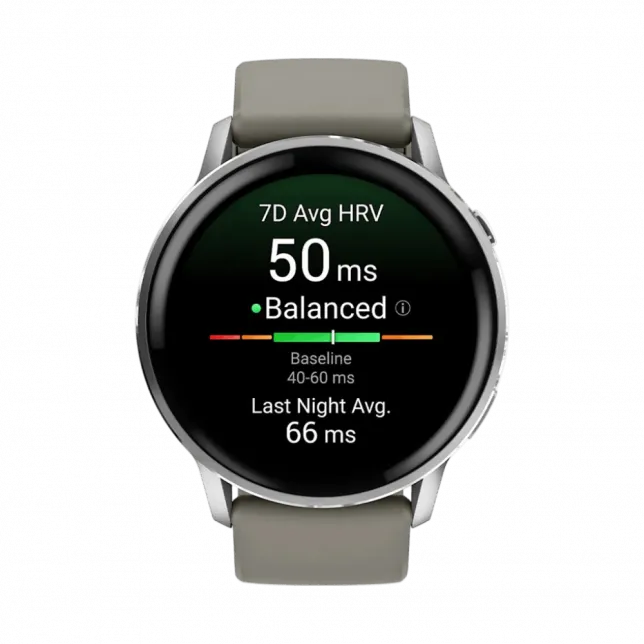 Смарт-годинник Garmin Venu 4 Silver з Silver Gray сірим силіконовим ремінцем