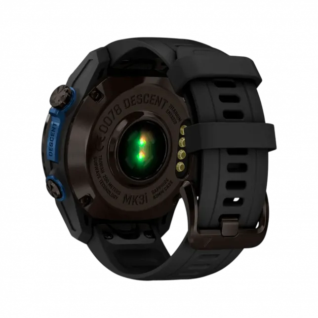 Смарт-годинник Garmin Descent Mk3i 43 мм Carbon Grey DLC Titanium з чорним силіконовим ремінцем