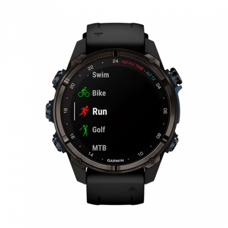 Смарт-годинник Garmin Descent Mk3i 43 мм Carbon Grey DLC Titanium з чорним силіконовим ремінцем