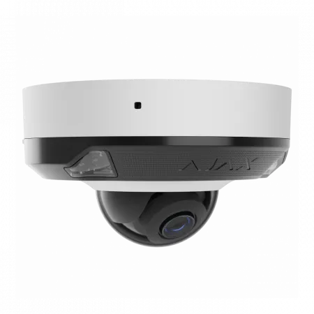 IP-Камера дротова Ajax DomeCam Mini HL white, 8мп, 4мм, гібридне підсвічування IR 15м, білий Led 15м, Poe, True WDR, IP 65, ІЧ 15м, аудіо, кут огляду 75° до 85°, міні купольна, біла