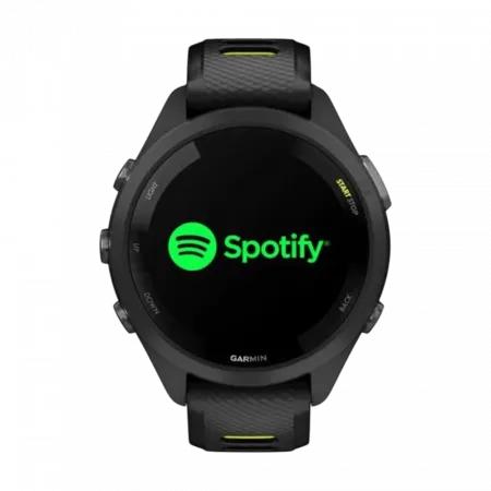 Смарт-годинник Garmin Forerunner 265S з чорним корпусом та Black/Amp Yellow чорним силіконовим ремінцем