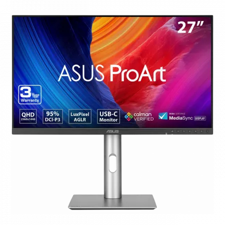 Монітор Asus 27" ProArt PA278CFRV HDMI, 2xDP, USB-C, 3xUSB, MM, IPS, 2560x1440, 100Hz, 5ms, DCI-P3 95%, AdaptiveSync, Pivot, HDR400