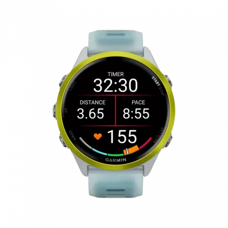 Смарт-годинник Garmin Forerunner 570 47мм Amp Yellow Aluminum з Translucent Whitestone/Turquoise блакитним силіконовим ремінцем