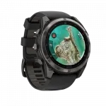Смарт-годинник Garmin Fenix 8 51мм, MicroLED Sapphire, Titanium, Carbon Gray DLC з Black/Pebble Grey чорним/сірим силіконовим ремінцем