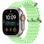 Apple Watch Ultra 4 GPS + LTE 49mm Natural Titanium Case with Neon Green Ocean Band (MJCR4+MGCF4)