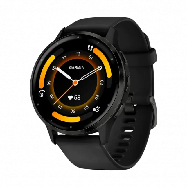 Смарт-годинник Garmin Venu 3 Slate stainless steel bezel з чорним корпусом та силіконовим ремінцем