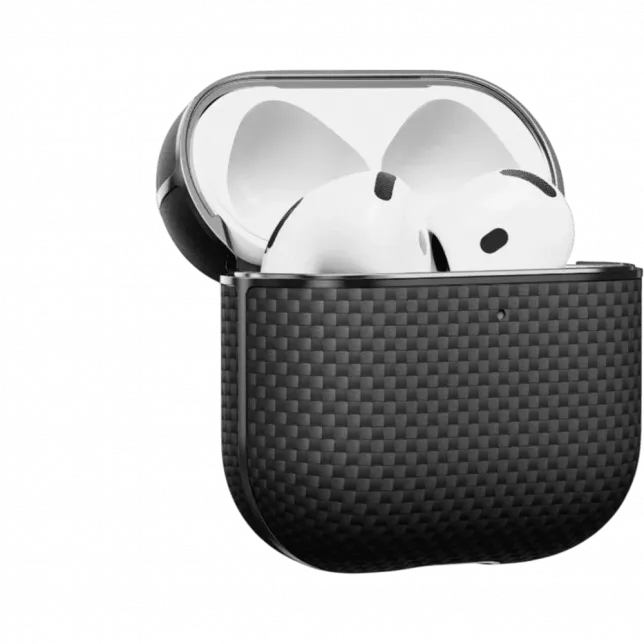 Магнітний чохол Pitaka Aramid Fiber Magnetic Case Plain Black/Grey для AirPods 4th Gen