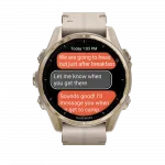 Смарт-годинник Garmin Fenix 8 43мм, AMOLED Sapphire, Soft Gold з Limestone сірим шкіряним ремінцем