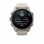 Смарт-годинник Garmin Fenix 9 43мм, Titanium з Fog Gray сірим силіконовим ремінцем