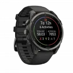 Смарт-годинник Garmin Fenix 9 47мм, Carbon Grey DLC Titanium з Black чорним силіконовим ремінцем