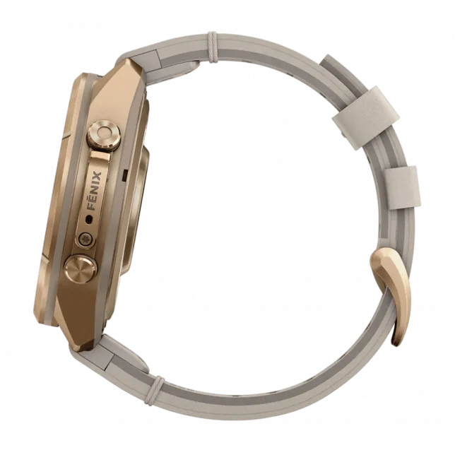 Смарт-годинник Garmin Fenix 9 Pro - inReach, 43мм Autumn Gold Titanium з Bone бежевим шкіряним ремінцем