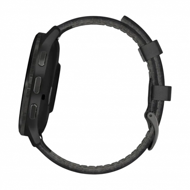Смарт-годинник Garmin Venu 3 Slate stainless steel bezel з чорним корпусом та шкіряним ремінцем