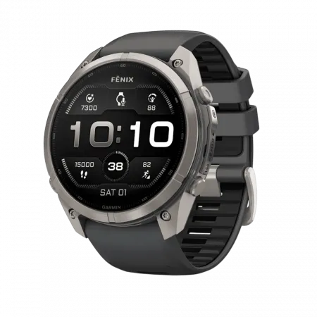 Смарт-годинник Garmin Fenix 9 Pro 51мм, Titanium з Graphite/Black темно-сірим/чорним силіконовим ремінцем