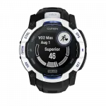 Смарт-годинник Garmin Instinct 3 50 мм, Solar Whitestone білий з Black/Bolt Blue чорним/синім силіконовим ремінцем