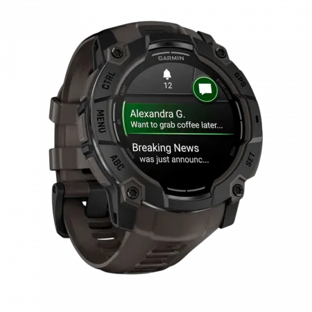 Смарт-годинник Garmin Instinct 3 50 мм, AMOLED, Tactical Edition Black чорний з чорним силіконовим ремінцем
