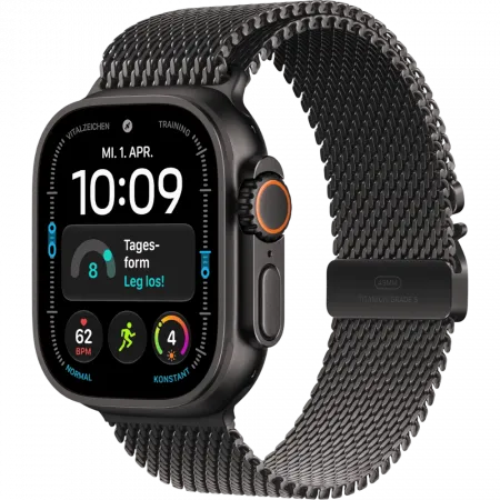 Apple Watch Ultra 4 GPS + LTE 49mm Black Titanium Case with Black Titanium Milanese Loop - Large (MJAX4)