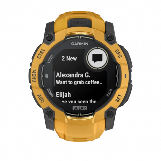 Смарт-годинник Garmin Instinct 3 50 мм, Solar Sunburst помаранчевий з Sunburst/Grey помаранчевим/сірим силіконовим ремінцем