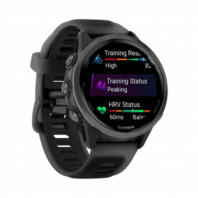 Смарт-годинник Garmin Forerunner 570 42мм Slate Gray Aluminum з Translucent Black чорним силіконовим ремінцем