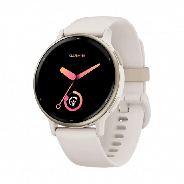 Смарт-годинник Garmin Vivoactive 5 Cream Gold Aluminum Bezel з корпусом кольору слонова кістка Ivory та силіконовим ремінцем