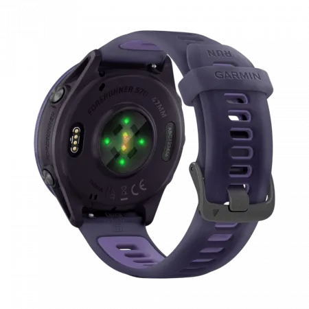 Смарт-годинник Garmin Forerunner 570 47мм Indigo Aluminum з Translucent Whitestone/Turquoise блакитним силіконовим ремінцем