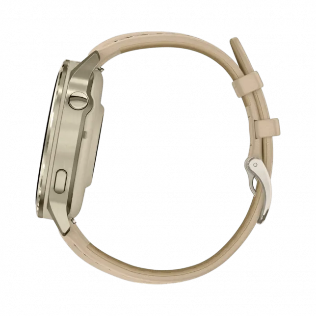 Смарт-годинник Garmin Venu 4 41 мм Lunar Gold з Bone світло-бежевим силіконовим та Light Sand бежевим шкіряним ремінцями