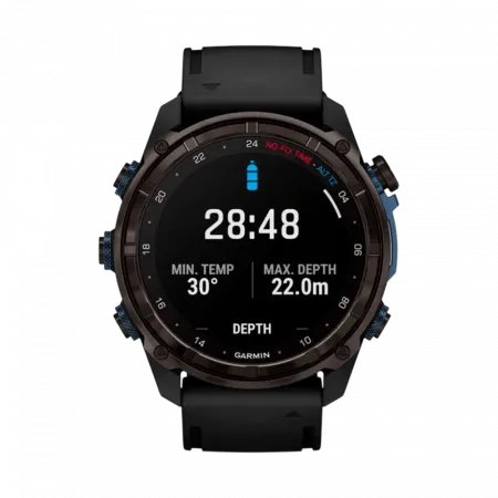 Смарт-годинник Garmin Descent Mk3i 51 мм Carbon Grey DLC Titanium з чорним силіконовим ремінцем