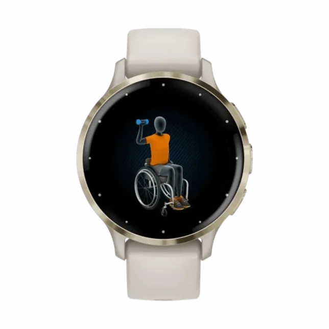 Смарт-годинник Garmin Venu 3S Soft Gold Stainless Steel Bezel з Ivory білим корпусом та силіконовим ремінцем