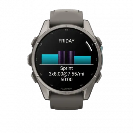 Смарт-годинник Garmin Fenix 9 43мм, Titanium з Pebble Gray темно-сірим силіконовим ремінцем