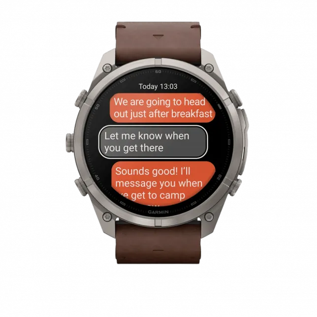 Смарт-годинник Garmin Fenix 9 Pro - inReach, 51мм Titanium з Walnut коричневим шкіряним ремінцем