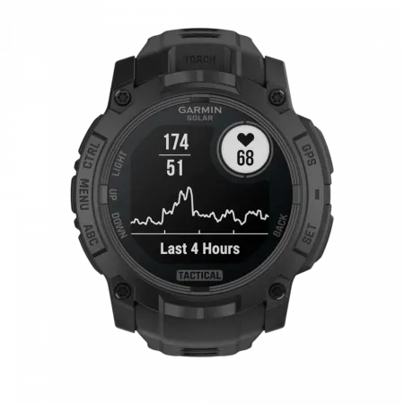 Смарт-годинник Garmin Instinct 3 50 мм, Solar, Tactical Edition Black чорний з чорним силіконовим ремінцем