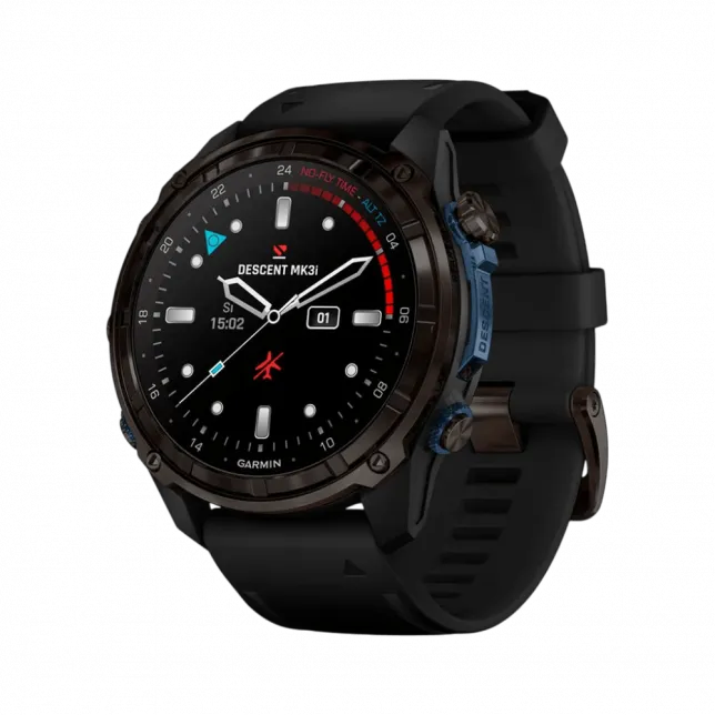 Смарт-годинник Garmin Descent Mk3i 51 мм Carbon Grey DLC Titanium з чорним силіконовим ремінцем