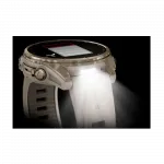 Смарт-годинник Garmin Fenix 8 43мм, AMOLED Sapphire, Soft Gold з Fog Gray/Dark Sandstone сірим силіконовим ремінцем