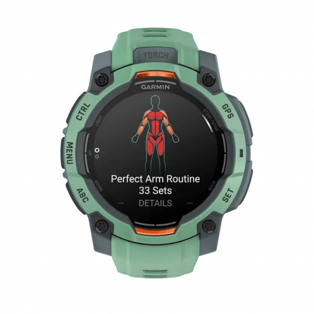 Смарт-годинник Garmin Instinct 3 45 мм, AMOLED Neotropic зелений з Neotropic зеленим силіконовим ремінцем