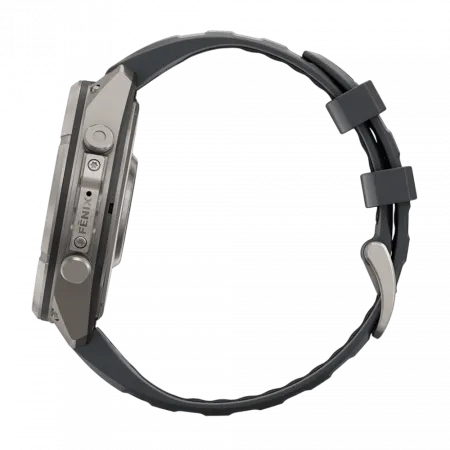 Смарт-годинник Garmin Fenix 9 Pro 47мм, Titanium з Graphite/Black темно-сірим/чорним силіконовим ремінцем