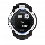 Смарт-годинник Garmin Instinct 3 50 мм, Solar Whitestone білий з Black/Bolt Blue чорним/синім силіконовим ремінцем