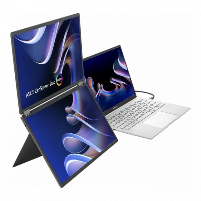 Монітор портативний Asus 2x14" ZenScreen DUO MQ149CD mHDMI, 2xUSB-C, OLED, 1920x1200, 16:10, DCI-P3 100%, HDR400, Cover